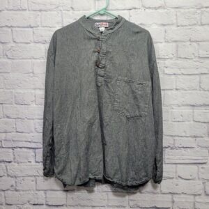 EZ Hippie Henley Cotton Pullover Shirt Mens 4XL Big Tall Gray Lounge Old Money